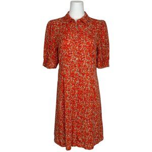 ICHI Shirt Dress 38 US/M Floral Mini Short Sleeve
